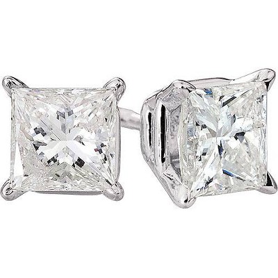 Pompeii3 1ct Princess Cut Natural Diamond Studs 14k White Gold : Target