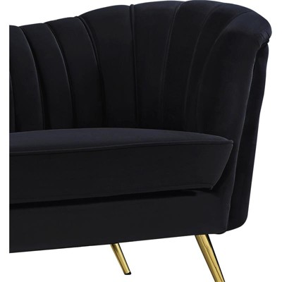 Margo Black Velvet Chaise with Gold Metal Legs