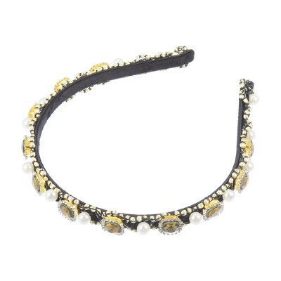 Unique Bargains Women's Bling Faux Pearl Sparkle Rhinestone Padded Headband 0.59 Inch Wide 1 Pc