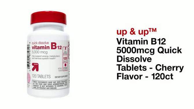 Vitamin B12 5000mcg Quick Dissolve Tablets - Cherry Flavor - 120ct - up &#38; up&#8482;, 2 of 5, play video