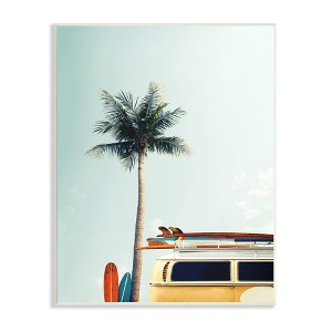 Stupell Industries Surf Bus Yellow With Palm Tree Photography Wall Plaque Art - 1 of 4