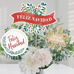 Big Dot of Happiness Feliz Navidad - Holiday and Spanish Christmas Party Centerpiece Sticks - Table Toppers - Set of 15 - 1 of 4