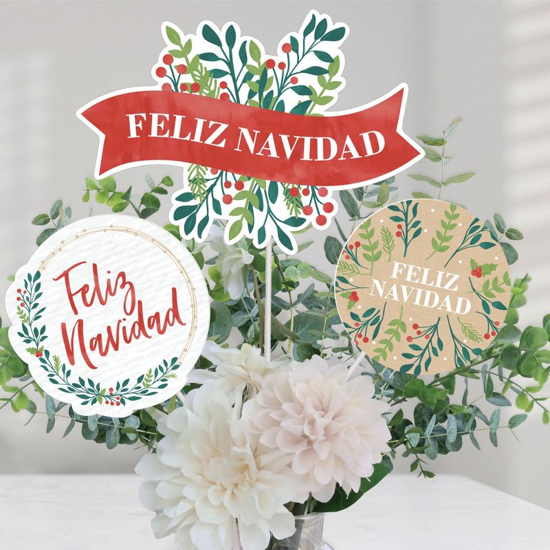 Big Dot of Happiness Feliz Navidad - Holiday and Spanish Christmas Party Centerpiece Sticks - Table Toppers - Set of 15, 1 of 8