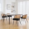 Bekrvio Rattan Dining Chairs - Cane Back & Curved Arm,Boucle Fabric Upholstered, Mid Century Modern Kitchen Chairs for Living Room - 2 of 4