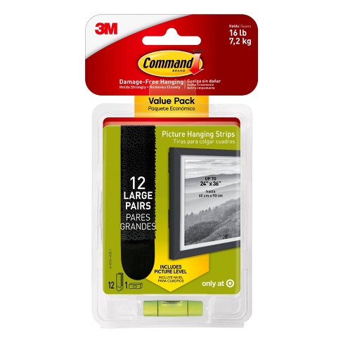 Command 3M Large Picture Hanging Strips, 4 pairs (Wall Hooks for up to 7 kg  photo frames).