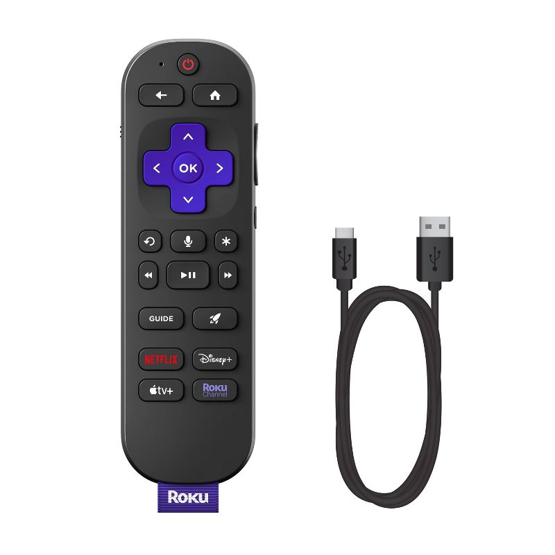 Roku Voice Remote Pro (2nd Edition) Rechargeable replacement voice remote, backlit buttons, and hands-free voice controls, 3 of 8