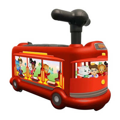 Best Ride On Cars Officially Licensed Daniel Tiger's Neighborhood Trolley Kids Toddlers Children Push Car Activity Toy with Interior Storage, Red