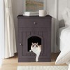 phiestina Wooden Pet House, Cat Litter Box Enclosure with Drawer, Side Table, Indoor Pet Crate, Brown - 4 of 4