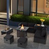 Costway 9 PCS Patio Furniture Set with 32" Fire Pit Table 50,000 BTU Square Propane Fire Pit Black/Grey/Navy/Red/Turquoise/White - 4 of 4