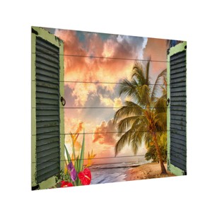 Trademark Fine Art -Leo Kelly 'Window to Paradise IV' Wood Slat Art - 1 of 4