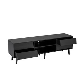 TiramisuBest TV Stand Electric Fireplace TV Stand with Glass Shelves, 3D Fireplace TV Stand with LED Lights Wood with USB Charging Outlet - 1 of 4