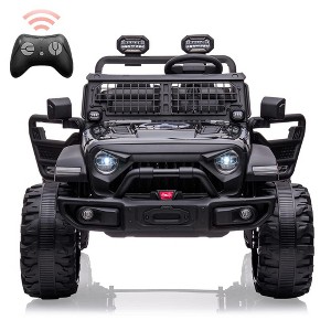 2 Seaters Kids Ride On Truck, 24V 9Ah Electric Riding Car with Remote Control, Led Light, Storage Space, Bottle Holder, Music, Horn, USB - 1 of 4