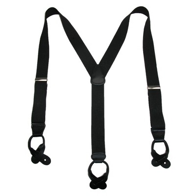 CTM Men's Big & Tall Elastic Button End Suspender with Bachelor Buttons,  Black