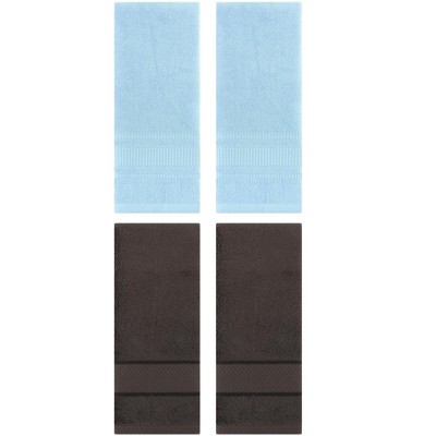 REGALWOVEN 4 Pcs Bathroom Decorative Cotton Soft Absorbent Sold Striped Hand Towel
