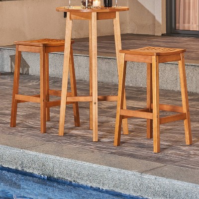 Olina Honey Eucalyptus Wooden Outdoor Dining Stool - Vifah