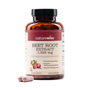 NatureWise Beet Root Capsules 1325mg with Organic Beetroot - Nitric Oxide Booster for Circulation Support - Vegan, Gluten-Free, Non-GMO - 1 of 4