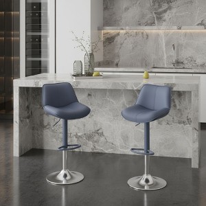 Ora Maison Set of 2 Adjustable Swivel Black Bar Stools 26–34", Faux Leather Counter Chairs with Footrests for Kitchen Island or Home Bar - 1 of 4