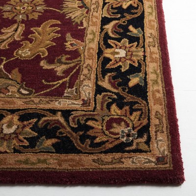 Handmade Red and Black Wool Rectangular Area Rug