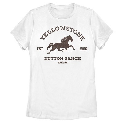 Women's Yellowstone Brown Horse Dutton Ranch Logo Est. 1886 T-shirt ...