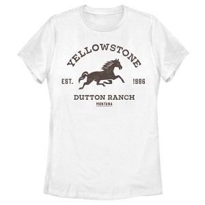 Women's Yellowstone Brown Horse Dutton Ranch Logo Est. 1886 T-Shirt - 1 of 4