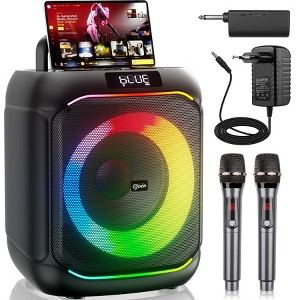 VEATOOL Karaoke Machine, Home Karaoke System with 2 Microphone, Bluetooth Speaker with Party Light, ET107 - 1 of 4