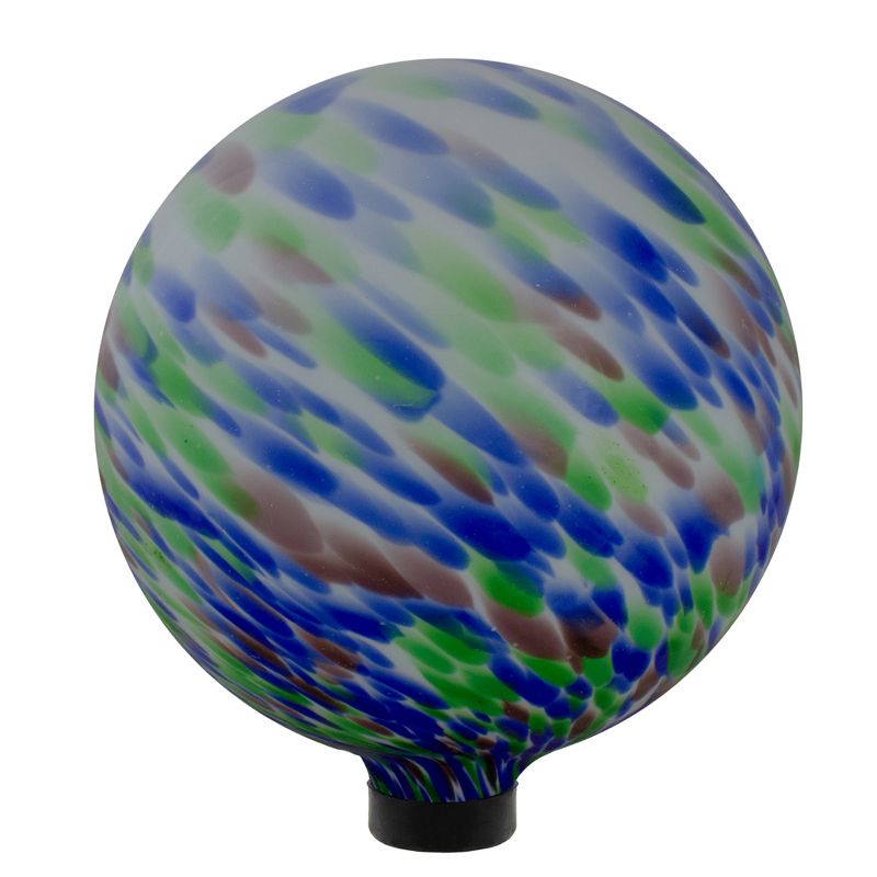 Northlight 10” Blue and Green Brush Strokes Outdoor Glass Garden Gazing Ball, 3 of 4