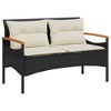 vidaXL Patio Bench with Cushions 45.7"x24.6"x29.1" Black Poly Rattan - 2 of 4
