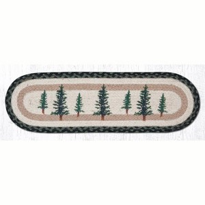 Earth Rugs Oval Stair Tread – Tall Timbers Forest Design, Braided Jute Lodge Rug, 27"x8.25" Rustic Cabin Stair Accent - 1 of 3