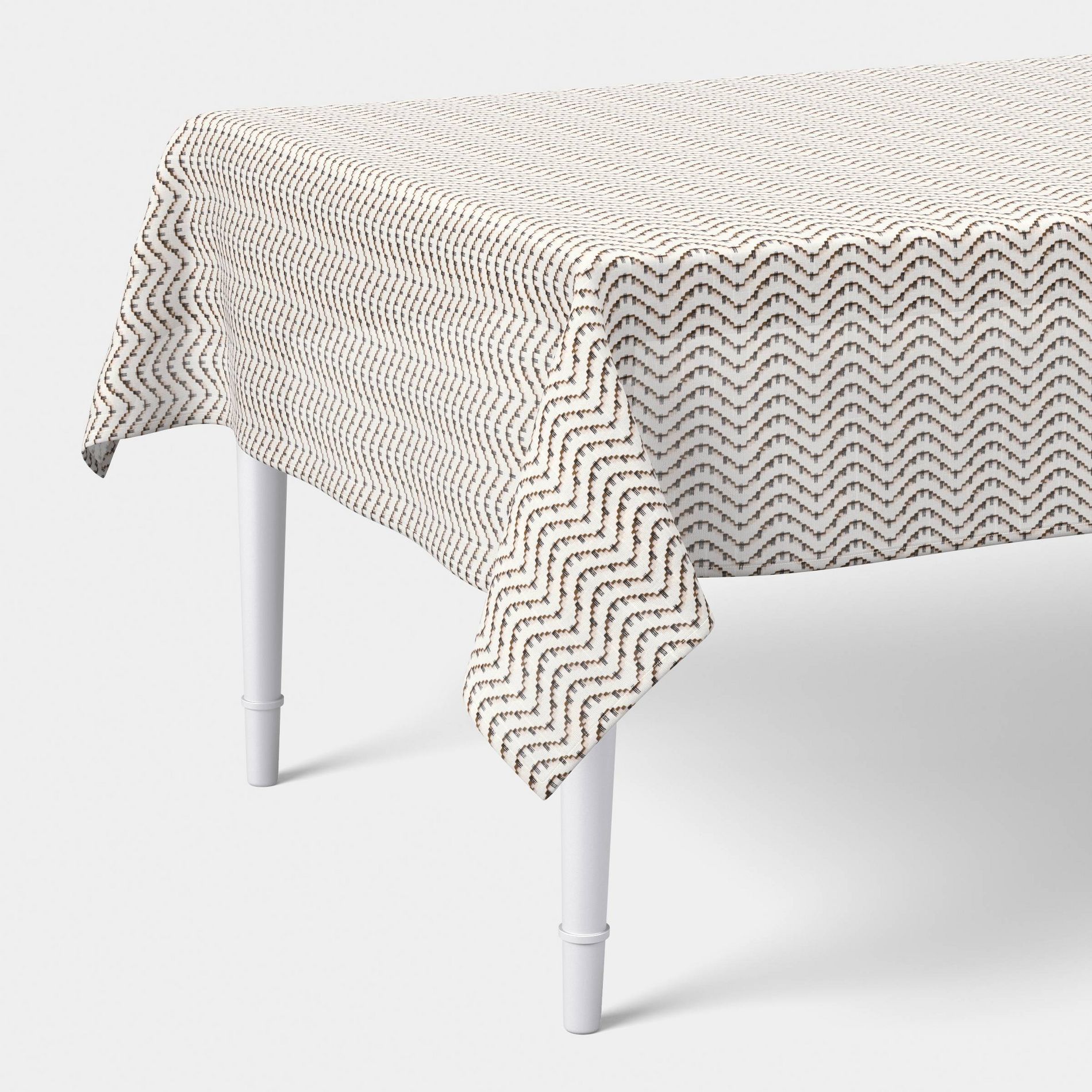 84"x60" Tablecloth Black/Cream Wave - Threshold™