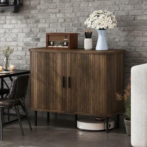 Bella Depot 35.4'' Storage Cabinet Sideboard Buffet Cabinet with Slatted Tambour Doors and Metal Legs - 1 of 4