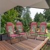 Outsunny Set of 4 Folding Patio Chairs, Camping Chairs with Adjustable Sling Back, Removable Headrest, Armrest for Garden, Backyard, Lawn, Red - 2 of 4