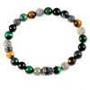 Crucible Men's Skull with Onyx, Labradorite, Moss Agate and Tiger Eye Stones Stretch Bracelet (8mm) - 2 of 4