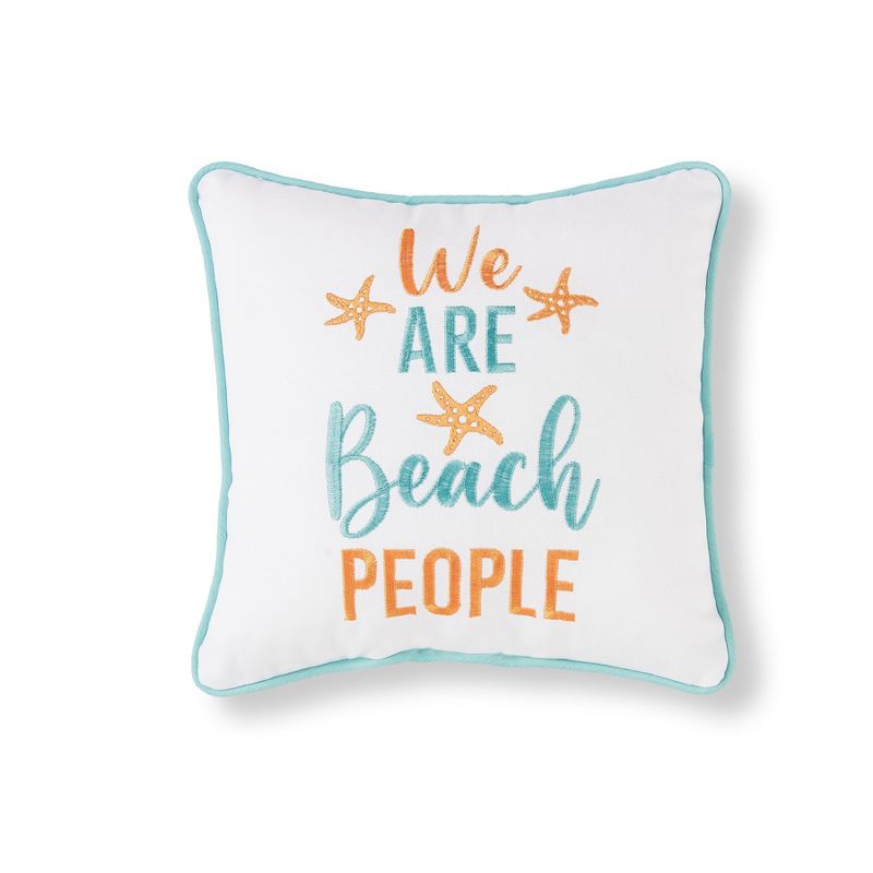 C&F Home 10" x 10" We Are Beach People Embroidered Throw Pillow, 1 of 3