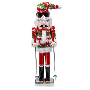 Ornativity Christmas Wooden Skier Man Nutcracker - 15 in - 1 of 4