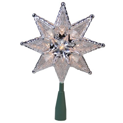 Northlight 8" Silver Mosaic Star Lighted Christmas Tree Topper - Clear Lights