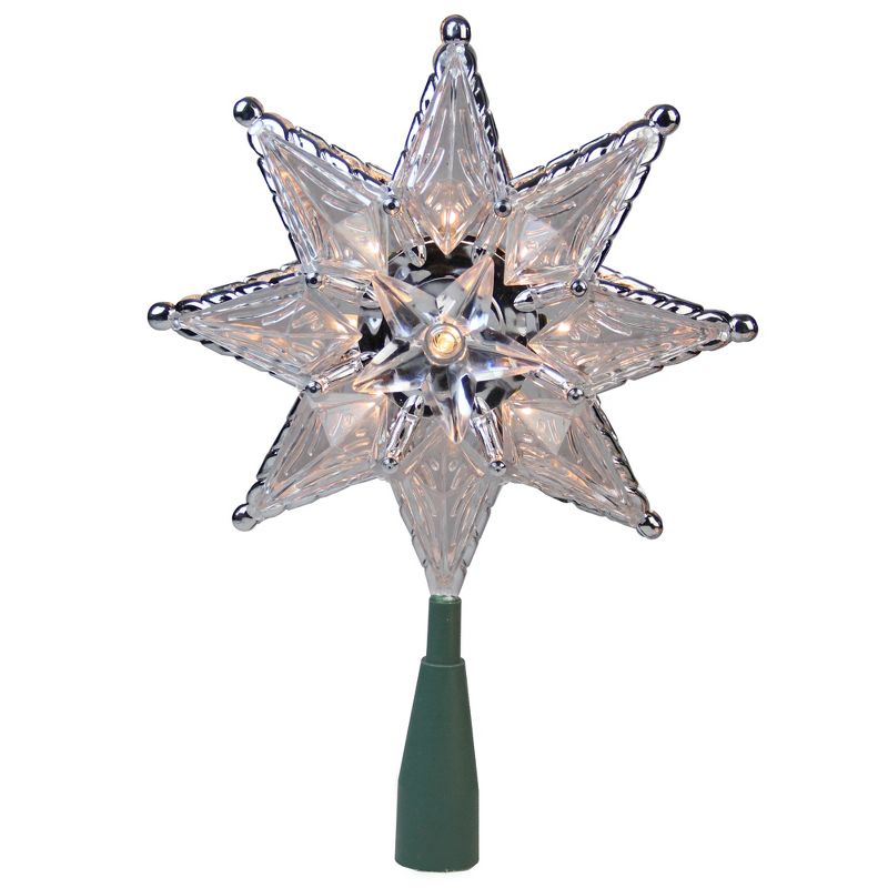 Northlight 8" Lighted Silver and Clear Mosaic Star Christmas Tree Topper - Clear Lights, 1 of 4