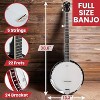 Pyle Banjo Kit with Remo Head and Sapele Resonator, 39" Full Size Traditional Open or Closed Back 5 String with Tuner (Red Burst) - 3 of 4