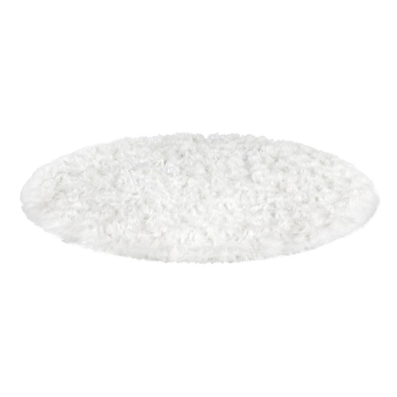 Walk on Me Faux Fur Super Soft Rug With Non-slip Backing 6' Round White, 1 of 5