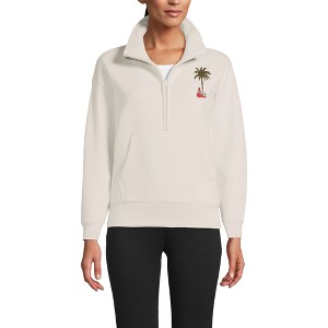 Lands' End Women's Serious Sweats Relaxed Long Sleeve Half Zip Sweatshirt - 1 of 3