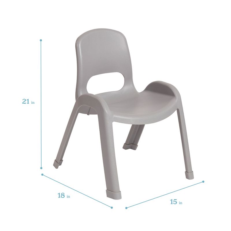 ECR4Kids SitRight Plastic Children’s Chair, Indoors and Outdoors, 11in Seat Height, 4-Pack, 3 of 13