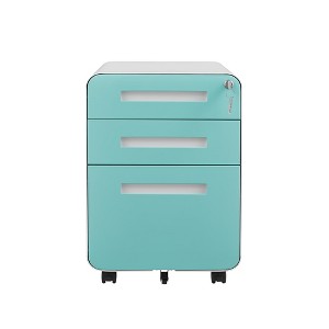 Space-saving under-desk file cart¡ªsturdy 5-wheel base, cold-rolled steel drawers for letter/legal files, ideal for compact workspaces. - 1 of 4
