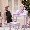Kids Vanity Set with Adjustable Angle Mirror, Pretend Play Girls Vanity Table and Chair Set with Mirror - 3 of 4
