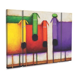 Trademark Fine Art-Daniel Patrick Kessler 'Rainbow Dogs' Multi Panel Art Set Large 3 Piece - 1 of 3