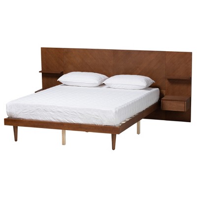 Graham Ash Walnut Queen Platform Bed with Storage and Nightstands