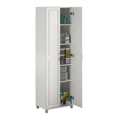 Kendall 75" White Laminated Engineered Wood Utility Storage Cabinet
