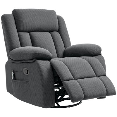 Aghana Digitals Gray Oversized Massage Recliner: 8 Vibration Points, Lumbar Heat, 360° Swivel,