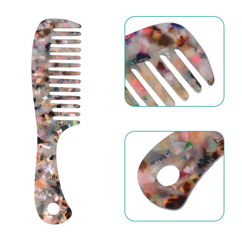 Unique Bargains Anti-Static Hair Comb Wide Tooth for Thick Curly Hair Hair Care Detangling Comb For Wet and Dry Multicolor 1 Pcs, 3 of 7