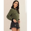 INSPIRE CHIC Women's Stand Collar Zip Up Flap Pocket Bomber Jacket - 4 of 4