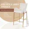 28.75" Velvet Foam-Filled Counter Height Bar Stools with Tufted Back, Curved Arms, Metal Legs & Footrests, Set of 2 for Kitchen and Dining - 3 of 4