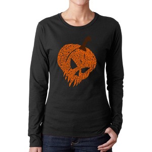 LA Pop Art Evil Pumpkin - Women's Word Art Long Sleeve T-Shirt - 1 of 4
